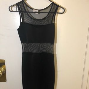 Black mesh and satin mini dress